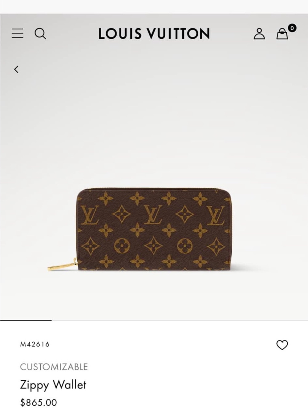 Louis Vuitton Monogram Zippy Wallet - Brown & Gold